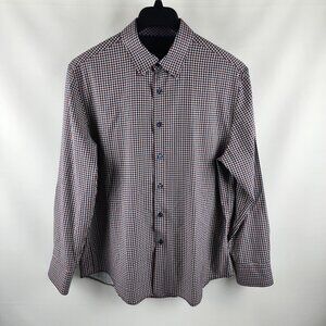 Construct Shirt Mens Large Multi Houndstooth Slim 4-Way Stretch Button Up